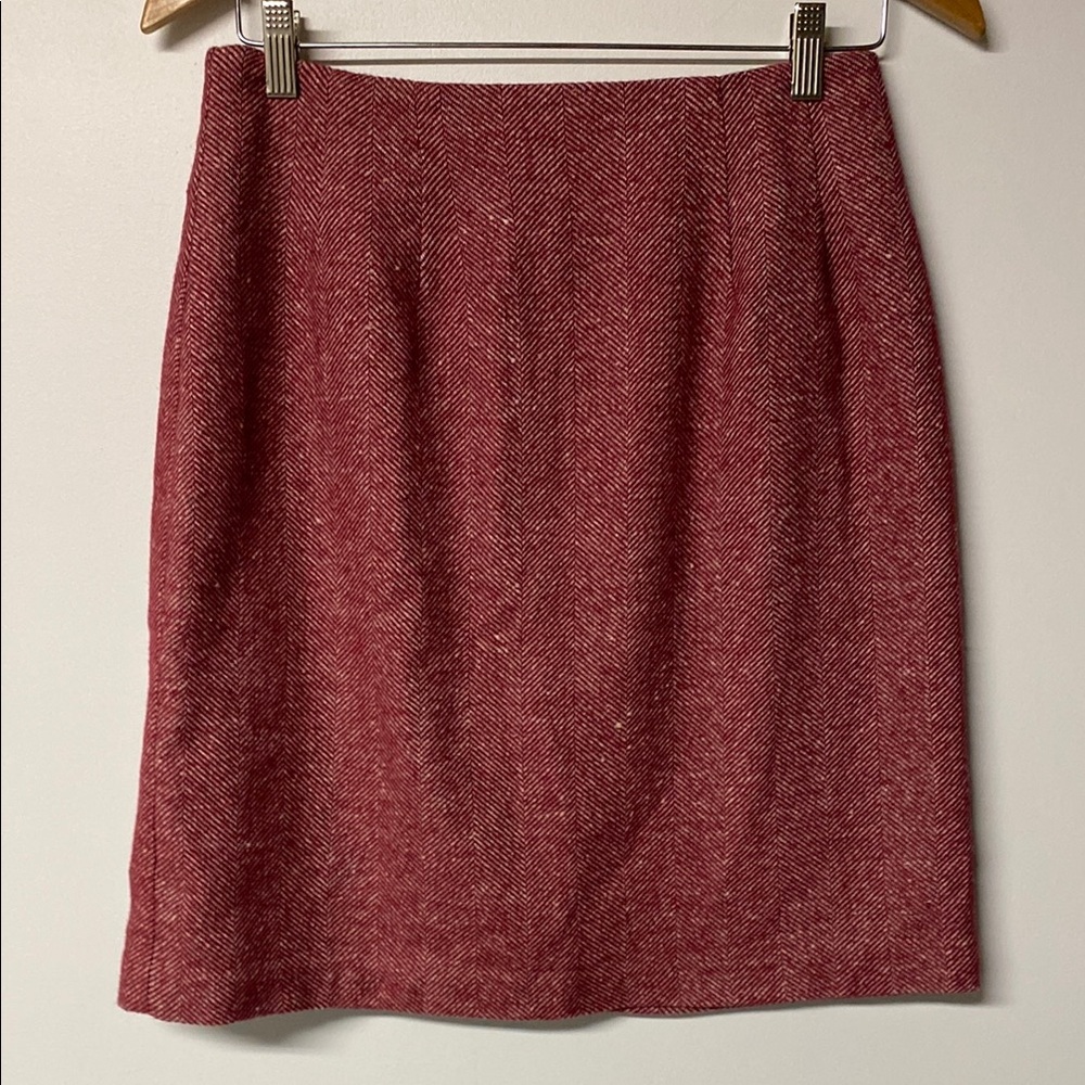 JG HOOK Vintage Wool Blend Red Knee-Length Pencil Skirt